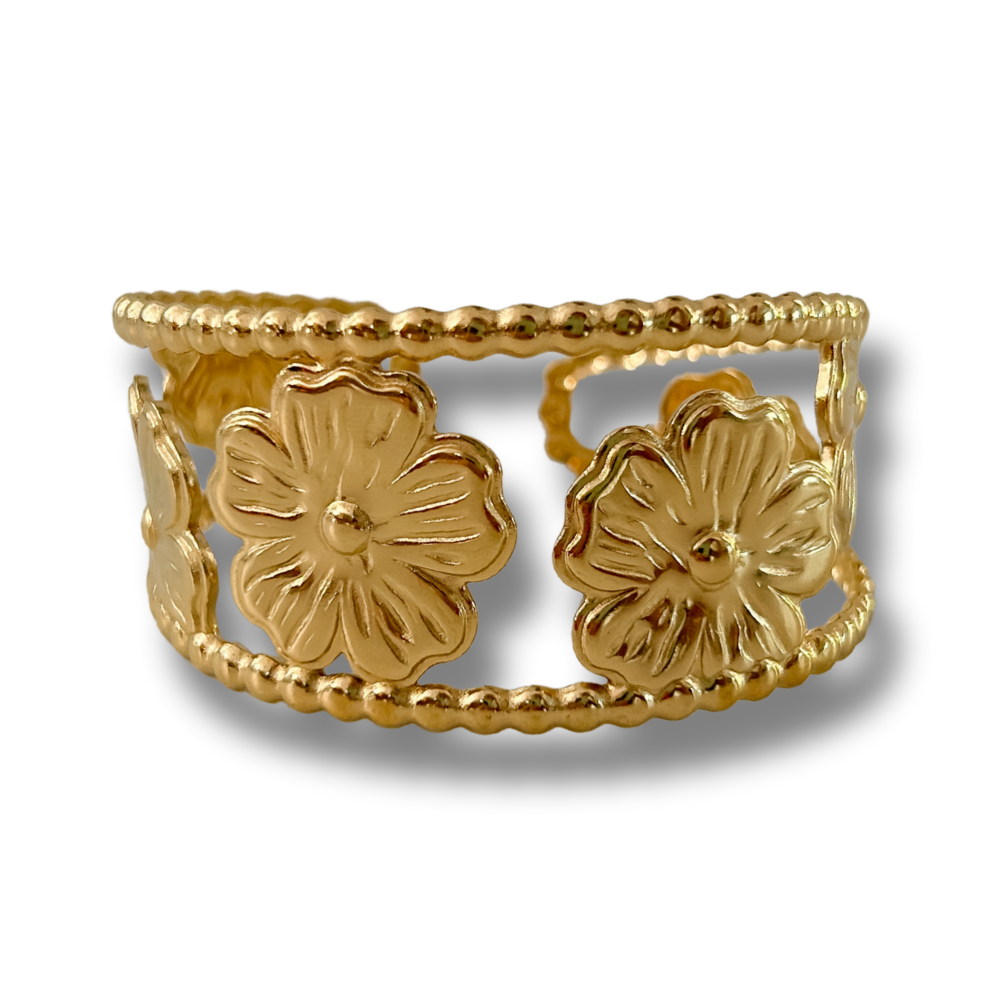 Pulsera flores - dorado