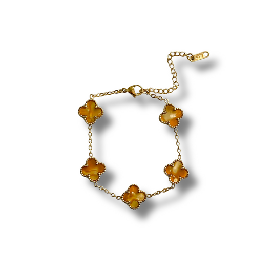 Pulsera trébol anaranjado - dorado